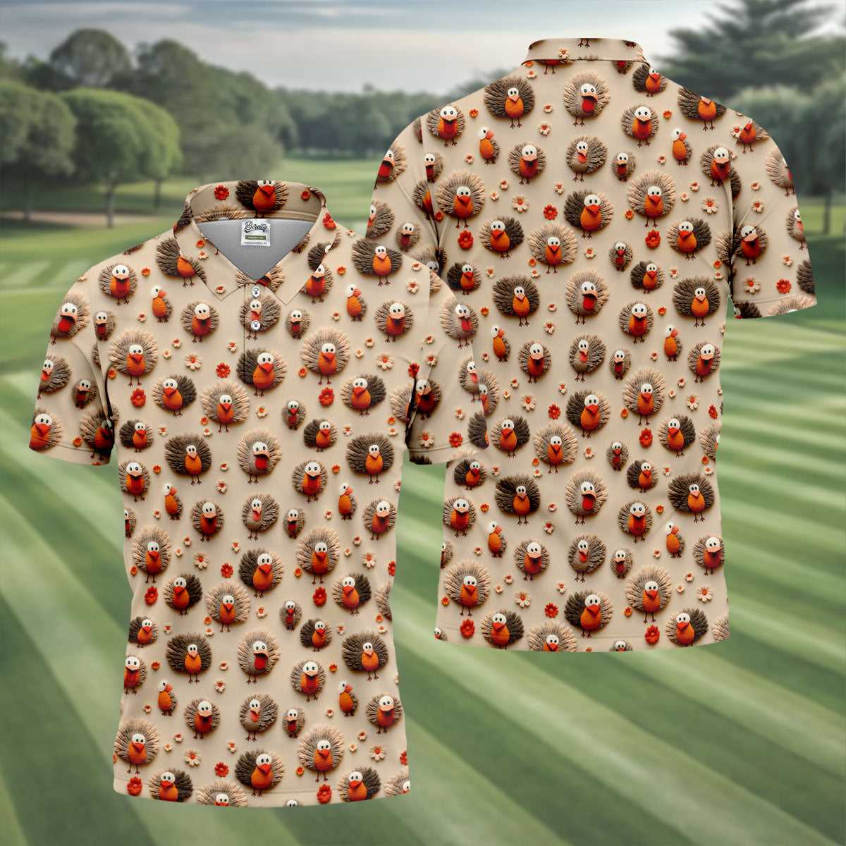 Little Turkey Thanksgiving Golf Tops For Men, Fun Golf Shirts For Men, Polo ShirtFor Men, Golf Gift For Men