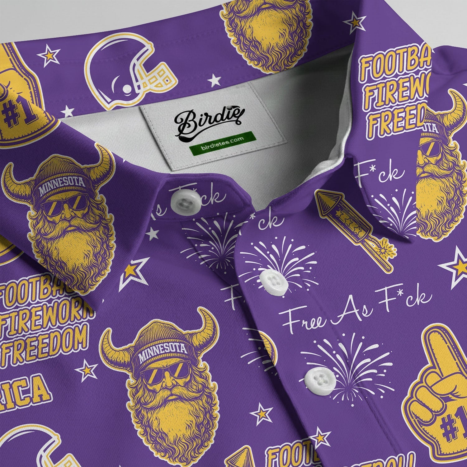Viking Man Purple Gold White Sport Polo, American Football League Gift Ideas For Football Fans