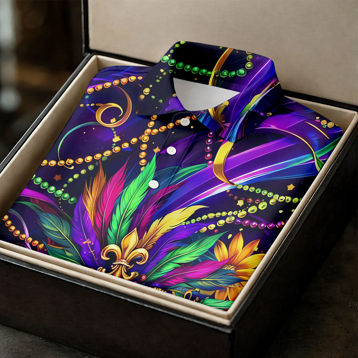 Mardi Gras Beads Ribbons Feather Masquerade Mask Print Golf Shirt, Polo Shirts Womens, Ladies Golf Shirt