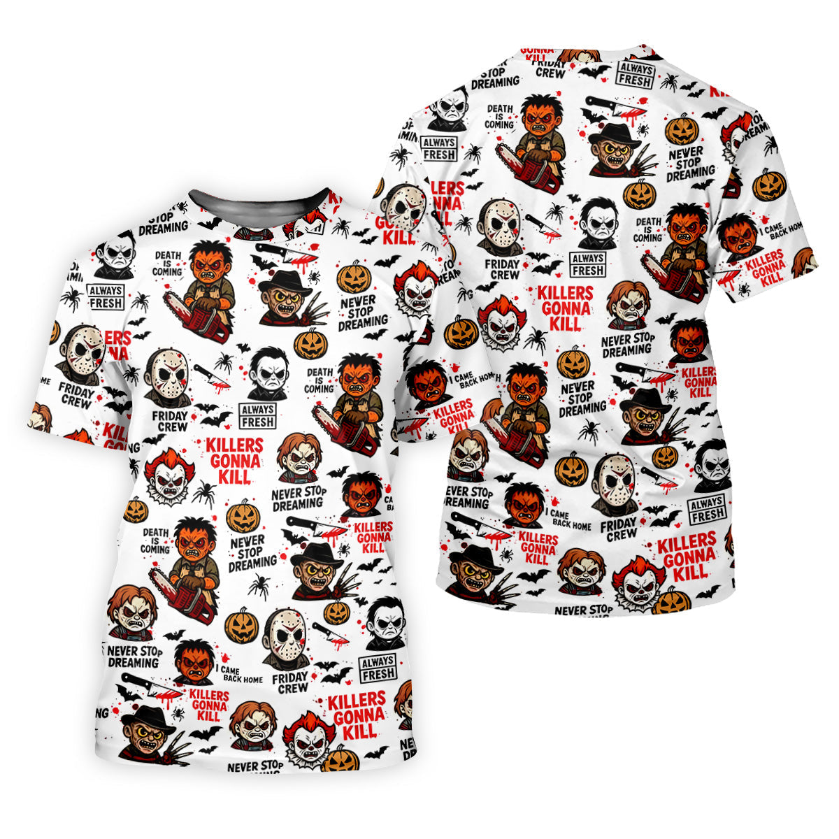 Classic Horror Characters Halloween Golf Shirt, Men's Golf Polo Shirtror Movie Shirt