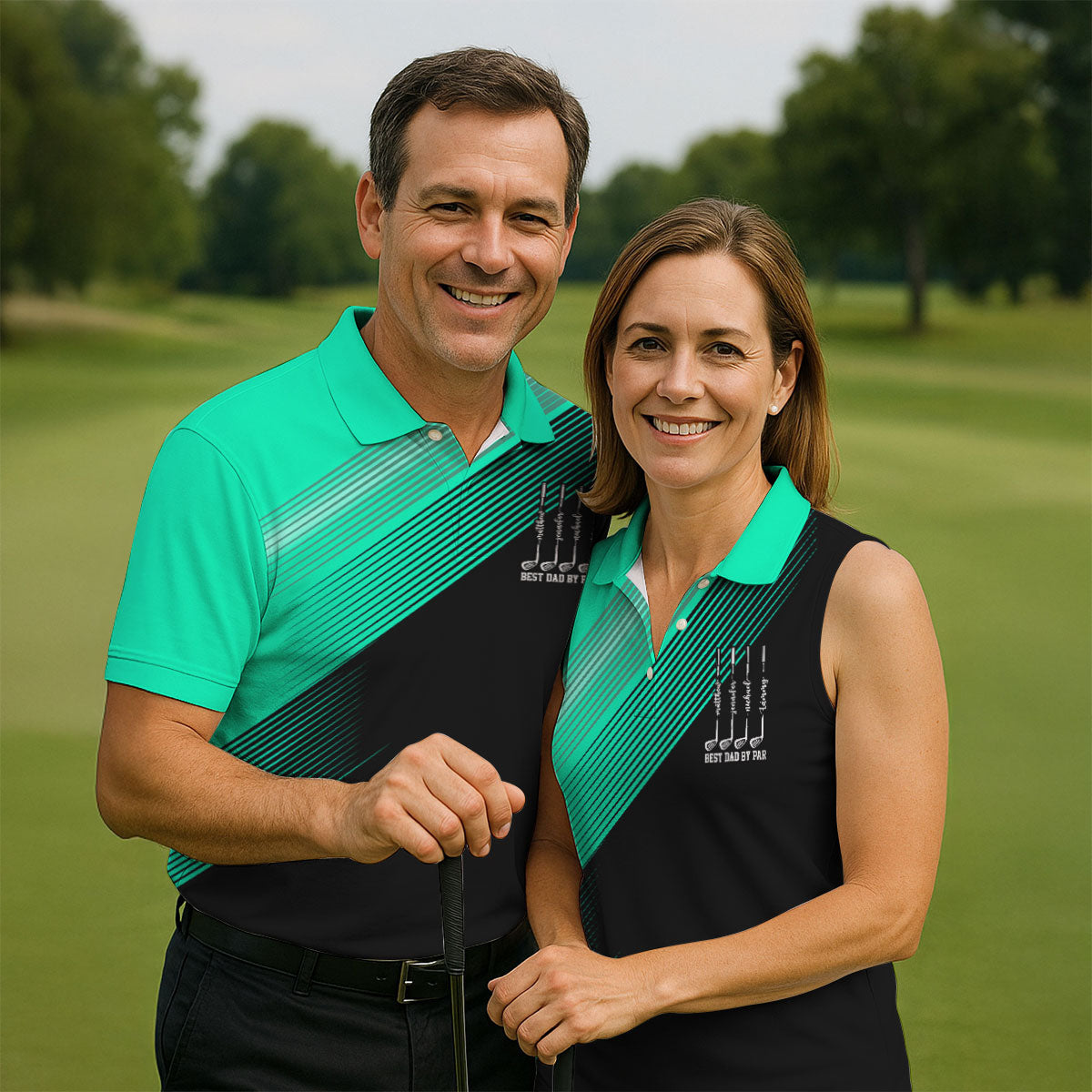 Best Dad By Par Diagonal Striped Father's Day Golf Shirt, Golf Gift For Dad, Polo Shirtor Men