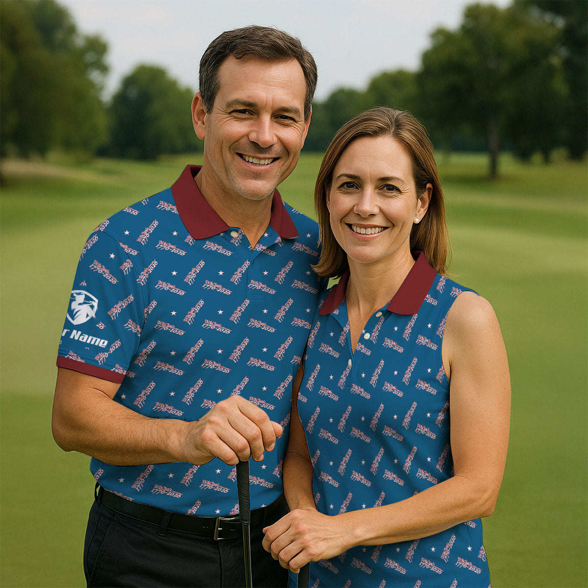 We The People 1776-2026 Navy Golf Shirt, 250th Anniversary Patriotic Golf Shirt, Golf Shirts For Men, Polo For Men