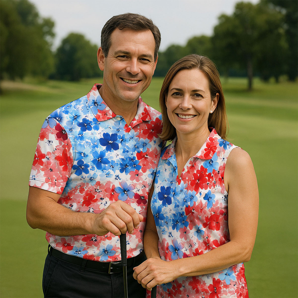 Red White Blue Hawaiian Golf Shirt, 250 Years Men's Golf Shirt, Polo Shirts For Men