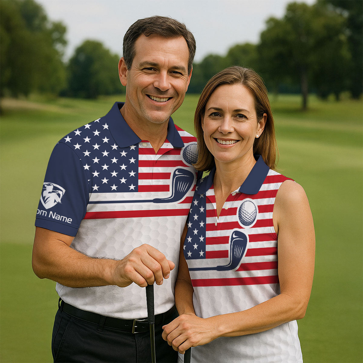 250 Years Of Freedom Golf Ball Pattern Golf Tops For Men, Patriotic 4th Of July Golf Shirts For Men