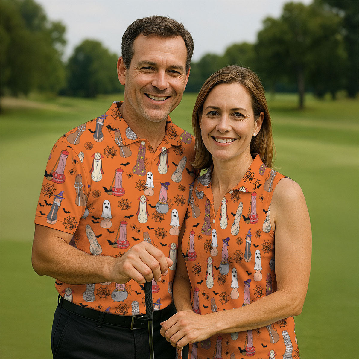 Funny Dirty Orange Halloween Golf Shirt, Fun Golf Shirts For Men, Halloween Gift Idea, Polo For Men
