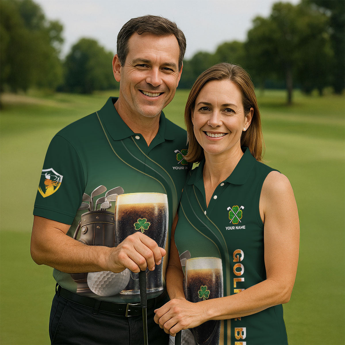 Swing Swear Drink Repeat Golf And Beer St Patrick's Day Green Golf Tops For Men, Golf Shirts For Men
