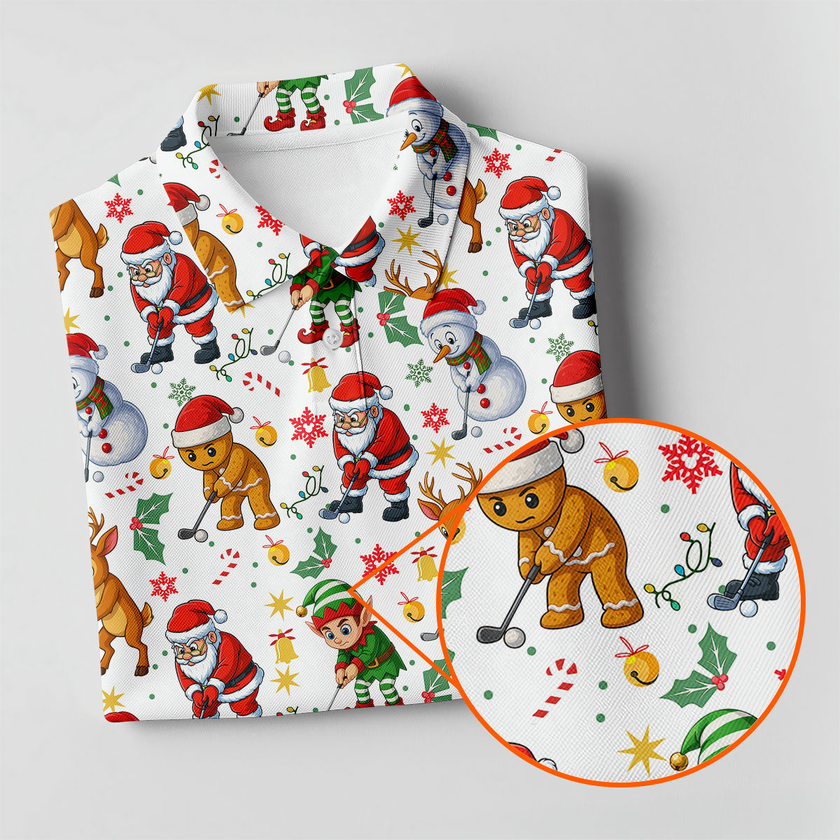 Funny Christmas Characters Ladies Golf Tops, Cute Golf Outfit, Fun Women's Golf Shirts, Christmas Golf Shirt