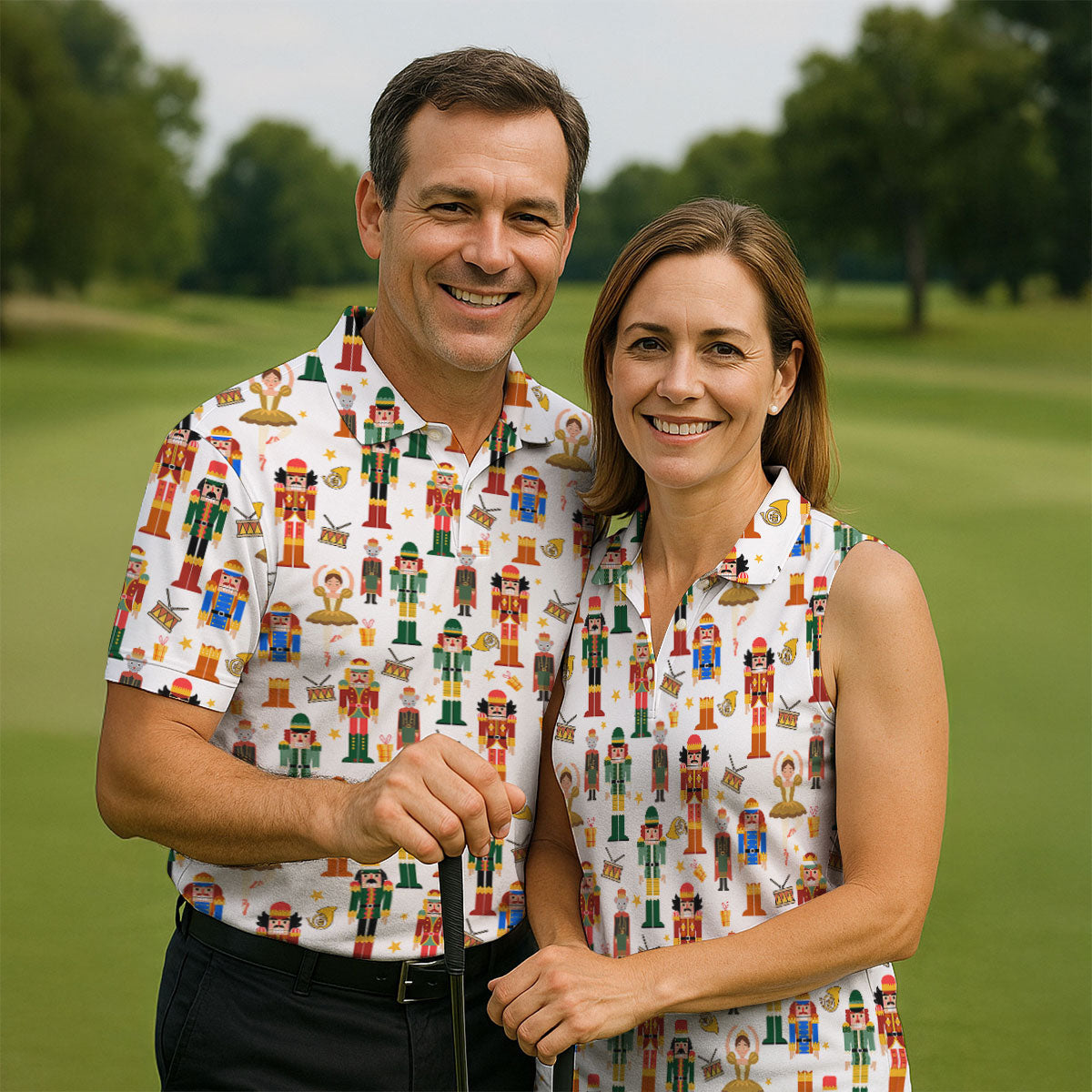 Nutcracker Christmas Women's Golf Shirts, Cute Women's Golf Clothes, Christmas Golf Shirt, Golfing Apparel