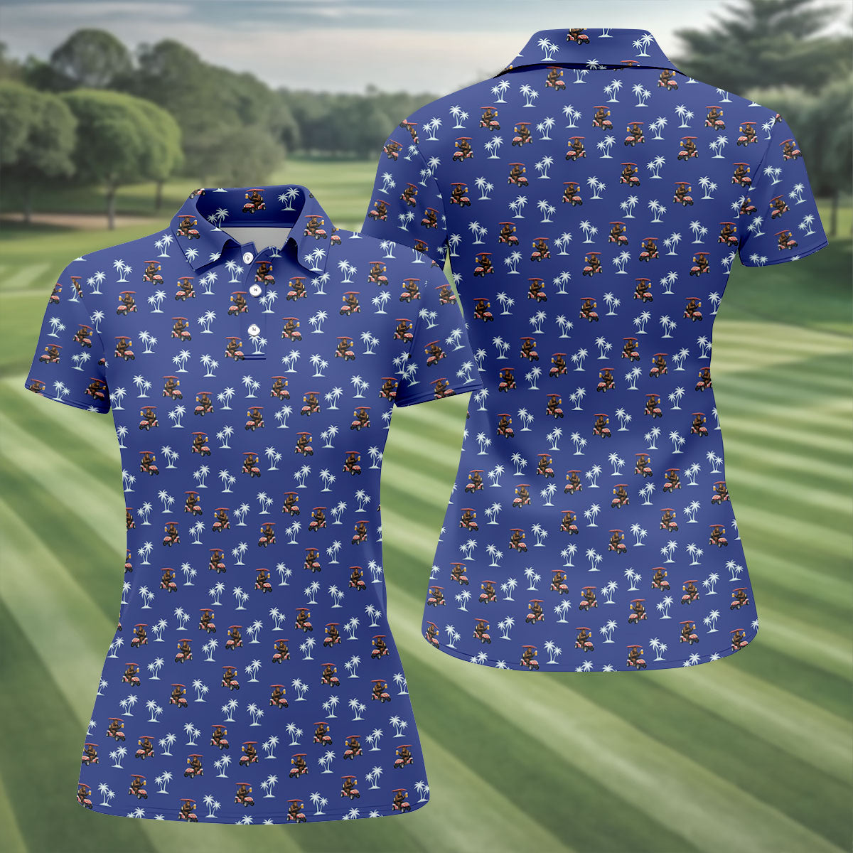 Sasquatch Beer Golf Tropical Golf Shirt, Fun Women's Golf Shirts, Women's Golf Tops, Ladies Golf Shirt