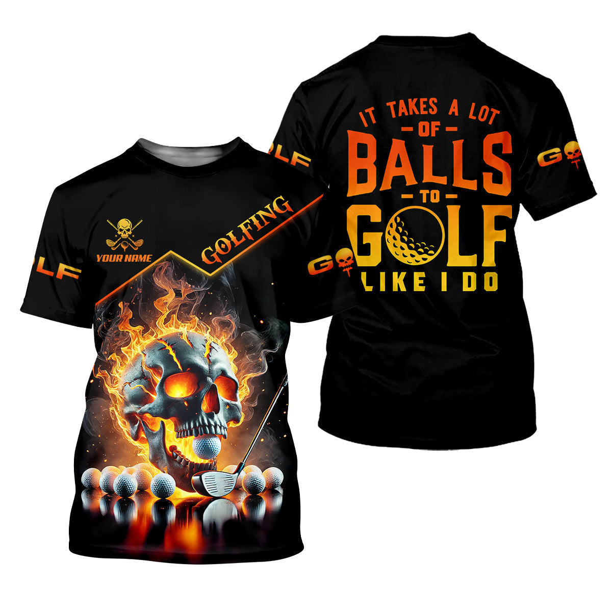 It Takes A Lot Of Balls To Golf Like I Do Custom Men's Golf Polo ShirtSkull Golf Shirt, Funny Golf Shirt