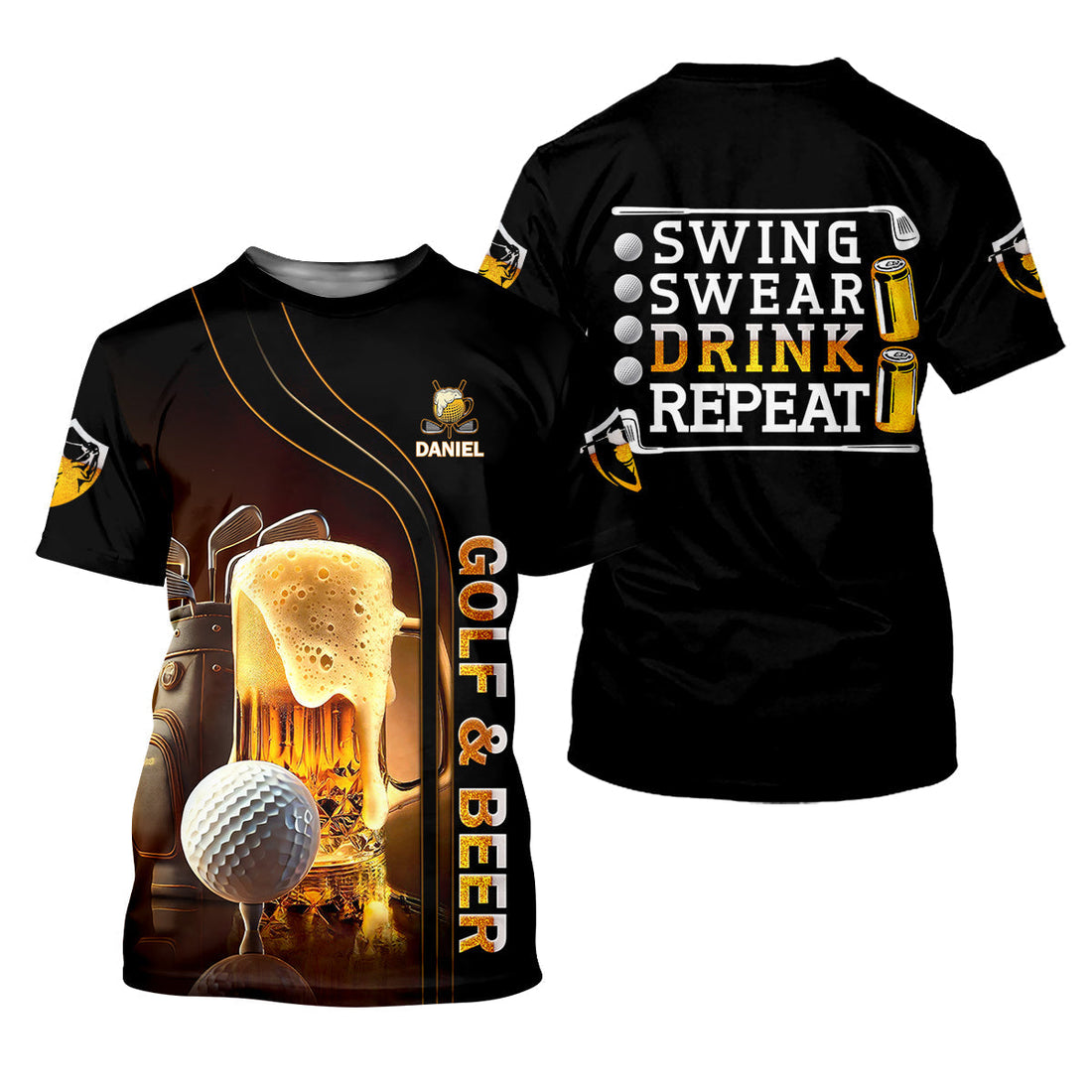 Swing Swear Drink Repeat Funny Golf Polo Shirtens Golf Gift, Golf Lover Gift