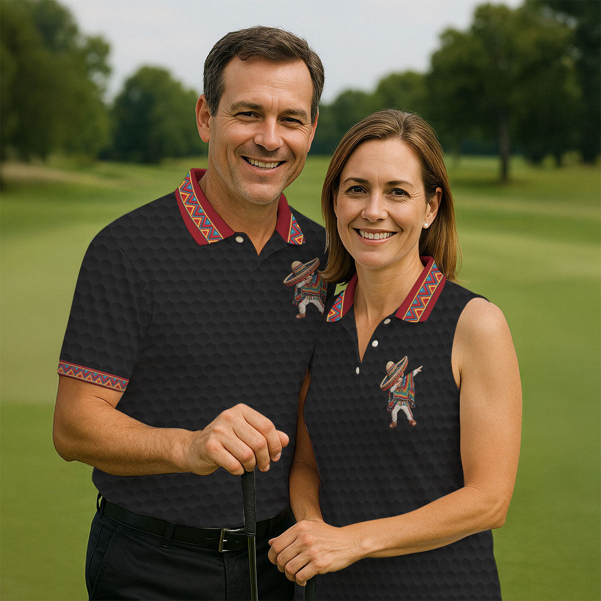 Cinco De Mayo Celebration Golf Ball Pattern Black Golf Shirt, Polo Shirt Men