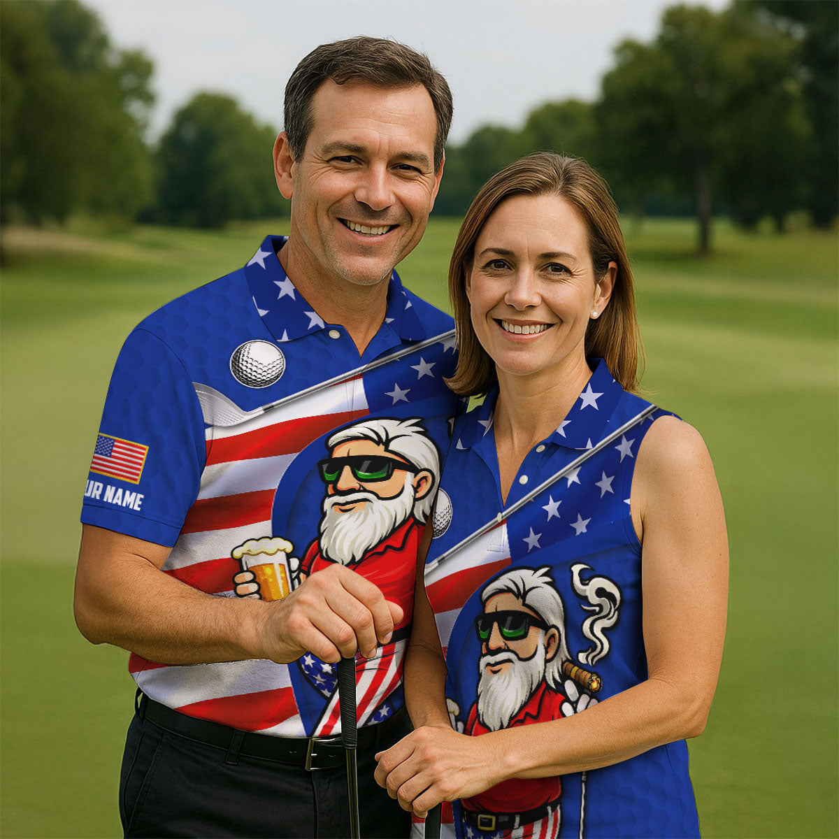 Swing Swear Drink Repeat Golf And Beer Patriotic Man 4th Of July Navy Golf Shirt, 250 Years Golf Shirts For Men