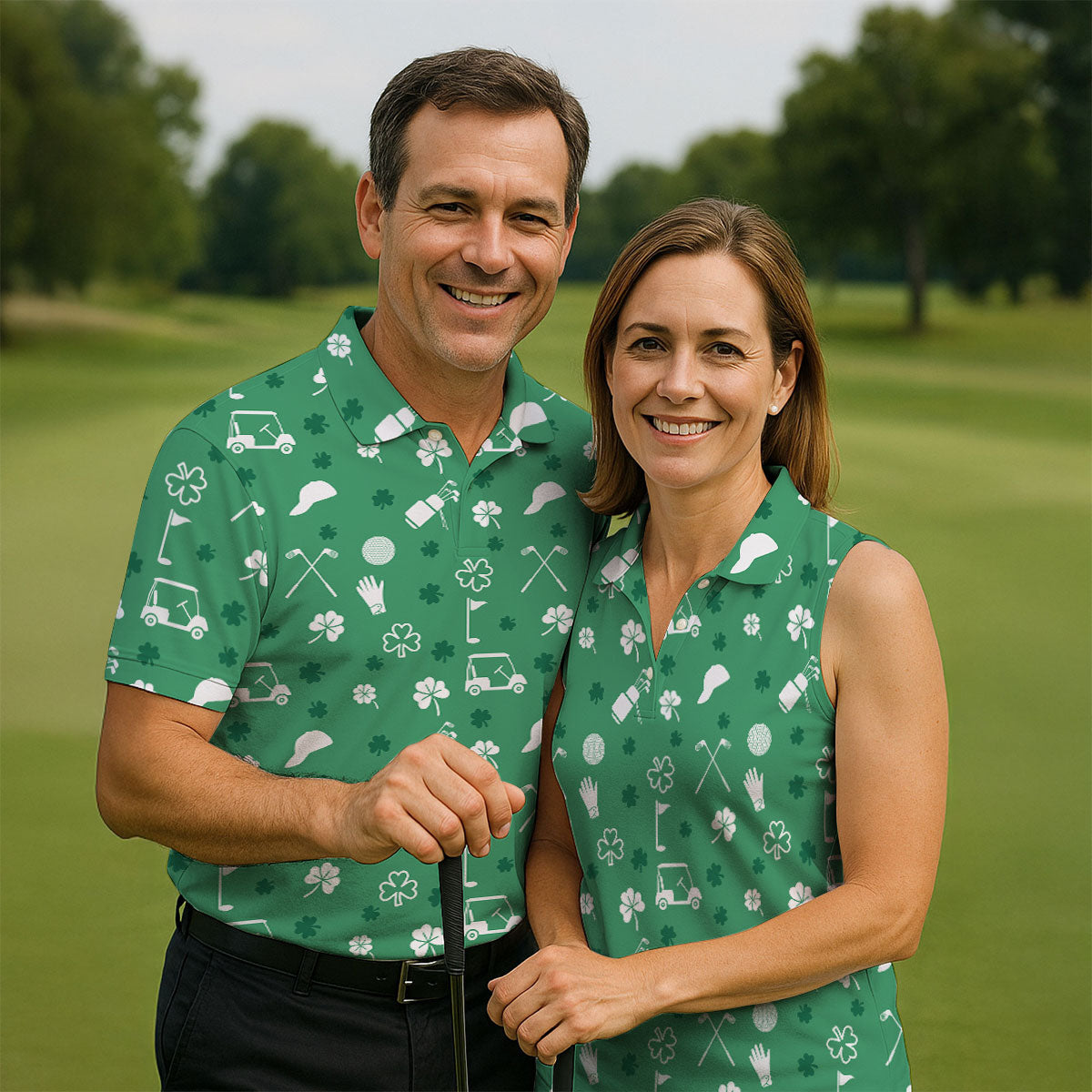 Golf Items Seamless Pattern St. Patrick’s Day Shamrock Golf Shirt, Polo ShirtFor Men, Golf Shirts For Men