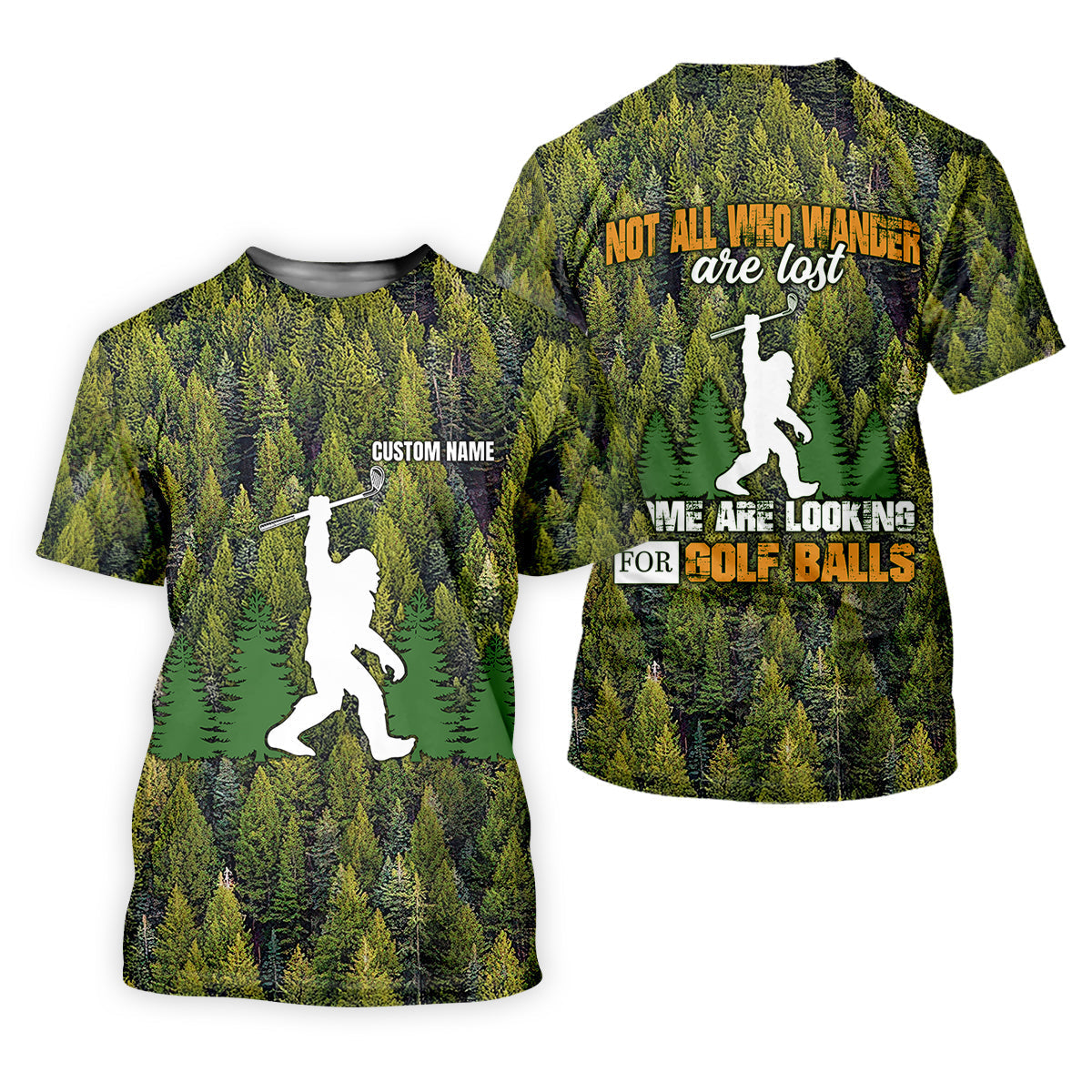Not All Who Wander Are Lost Custom Men's Golf Polo ShirtBigfoot Golf Shirt, Dad Golf Gift