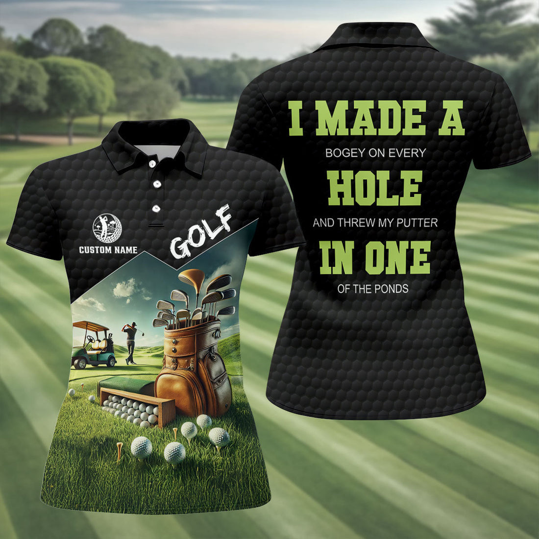 Custom Name Golf Course Club Bag Polo Shirt, Women’s Golf Polo, Golf Shirts For Women