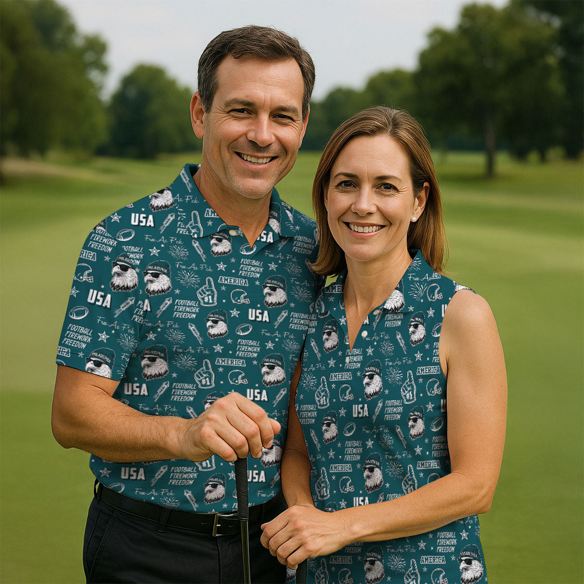 Swoop Eagle Midnight Green Sport Polo, American Football League Gift Ideas For Football Fans