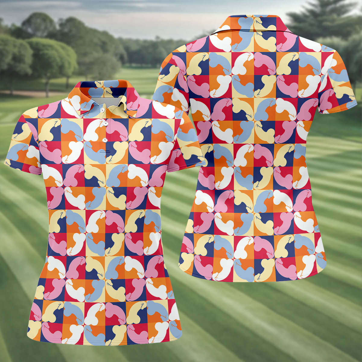 Funny Adult Retro Checkered Novelty Golf Shirt, Golf Tops For Women, Ladies Golf Top