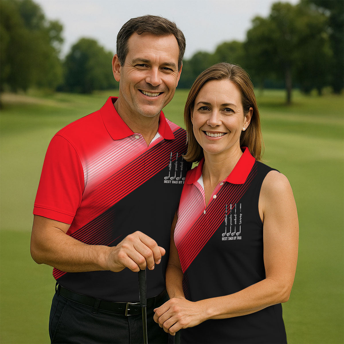 Best Dad By Par Diagonal Striped Father's Day Golf Shirt, Golf Gift For Dad, Polo Shirtor Men