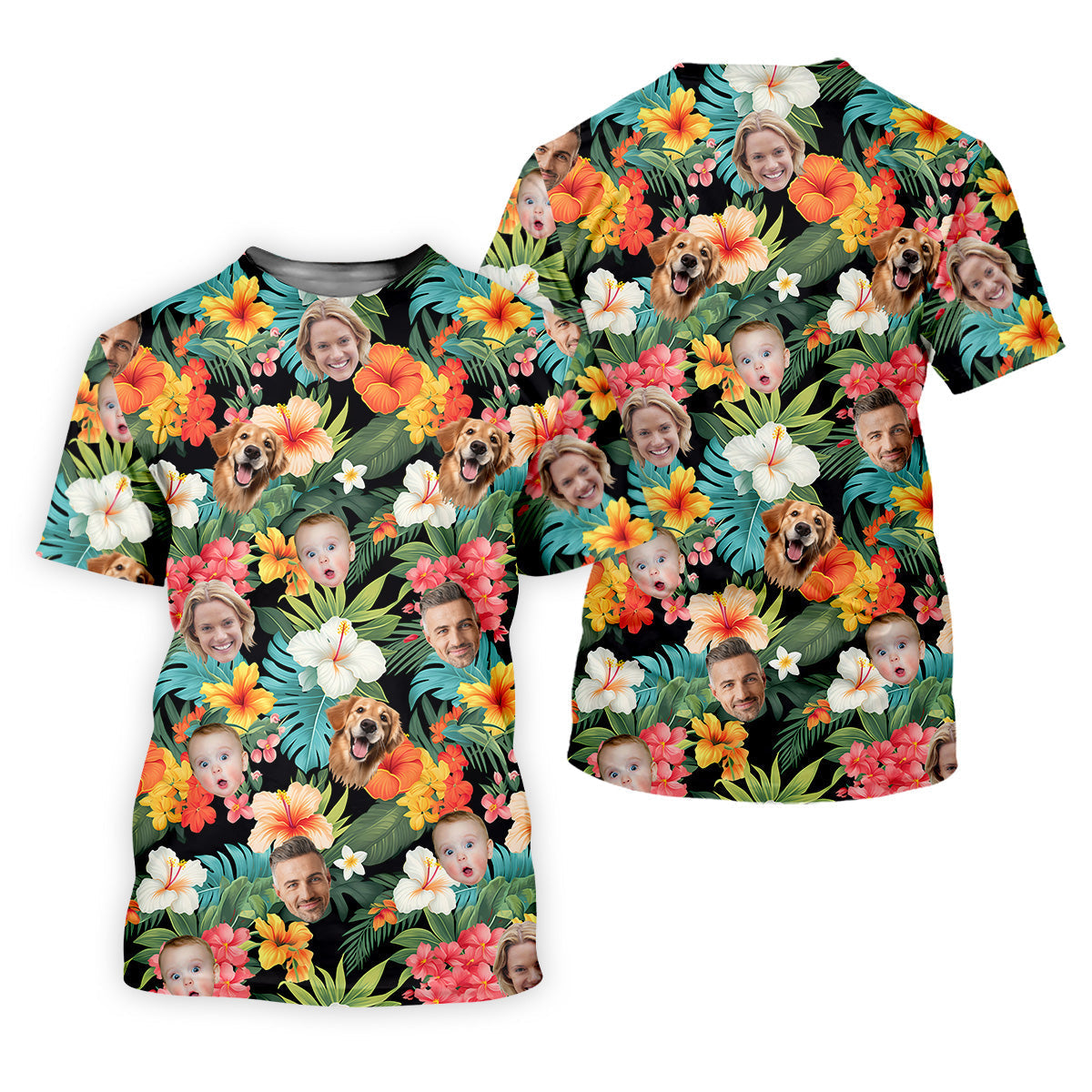 Hibiscus Hawaiian Shirt, Ladies Floral Shirt, Custom Face Shirt, Womens Hawaiian Golf Shirts, Ladies Golf Shirts