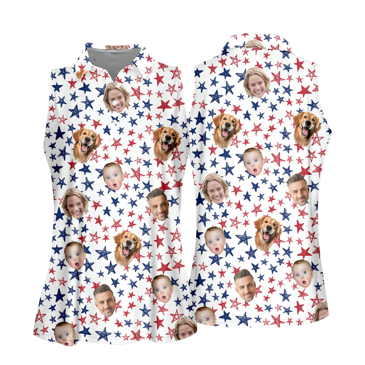 Family Portrait Golf Shirt, Custom Face Shirt, Personalized Dog Shirts, Patriotic Golf Polos, Long Sleeve Golf Shirts, Golf Tops For Women