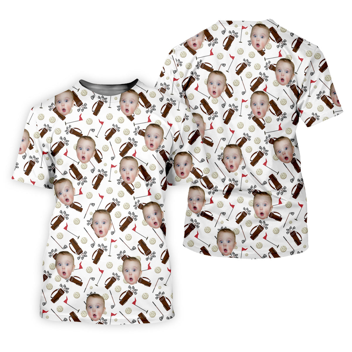 Custom Shirts With Faces, Funny Golf Polo ShirtGolf Gifts For Dad, Christmas Golf Gift