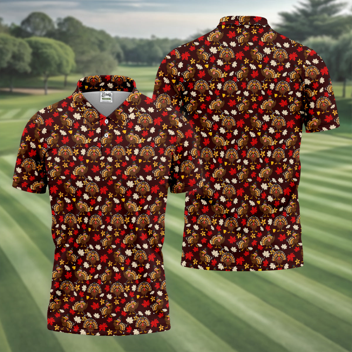 Funny Thanksgiving Turkey Golf Pose Golf Tops For Men, Polo Shirtor Men, Golf Gift For Men