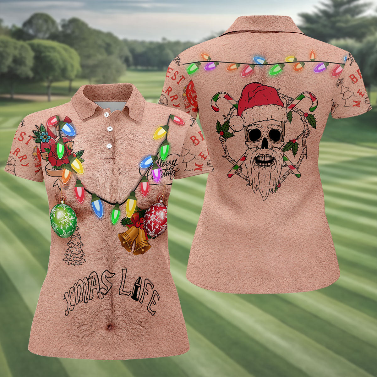 Funny Xmas Life Christmas Lights Body Golf Shirt, Christmas Shirts For Women, Christmas Golf Shirt