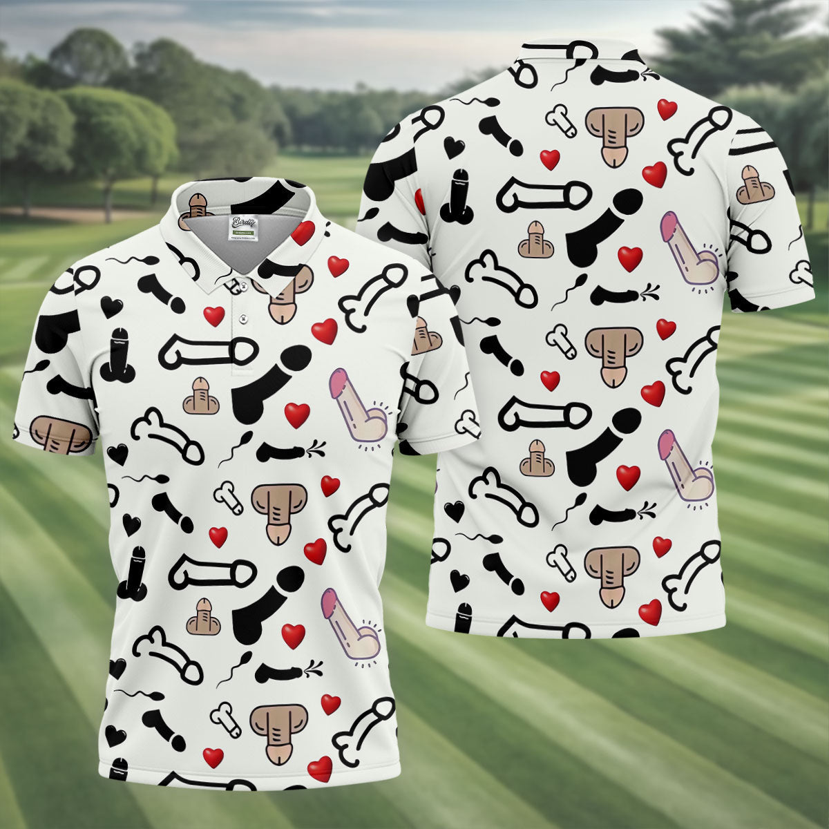 Adult Humor LGBT Pride Men's Funny Golf Shirts, Gay Pride Month Celebrate Golf Shirts For Men