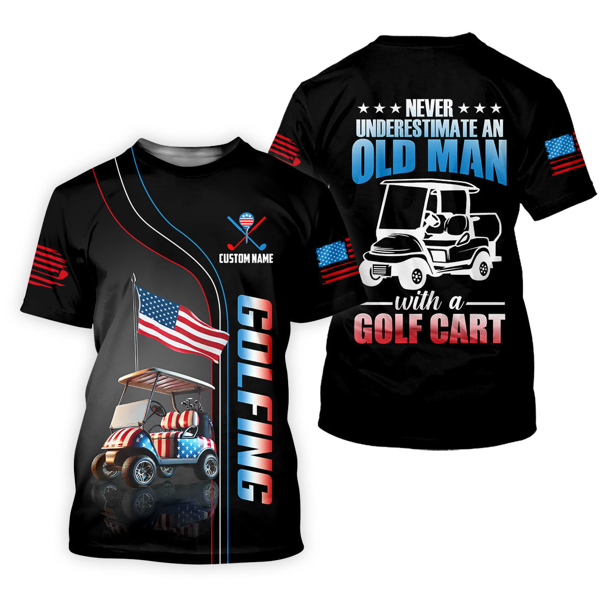 Never Underestimate An Old Man Custom Men's Golf Polo Shirtunny Golf Shirt, Dad Golf Gift