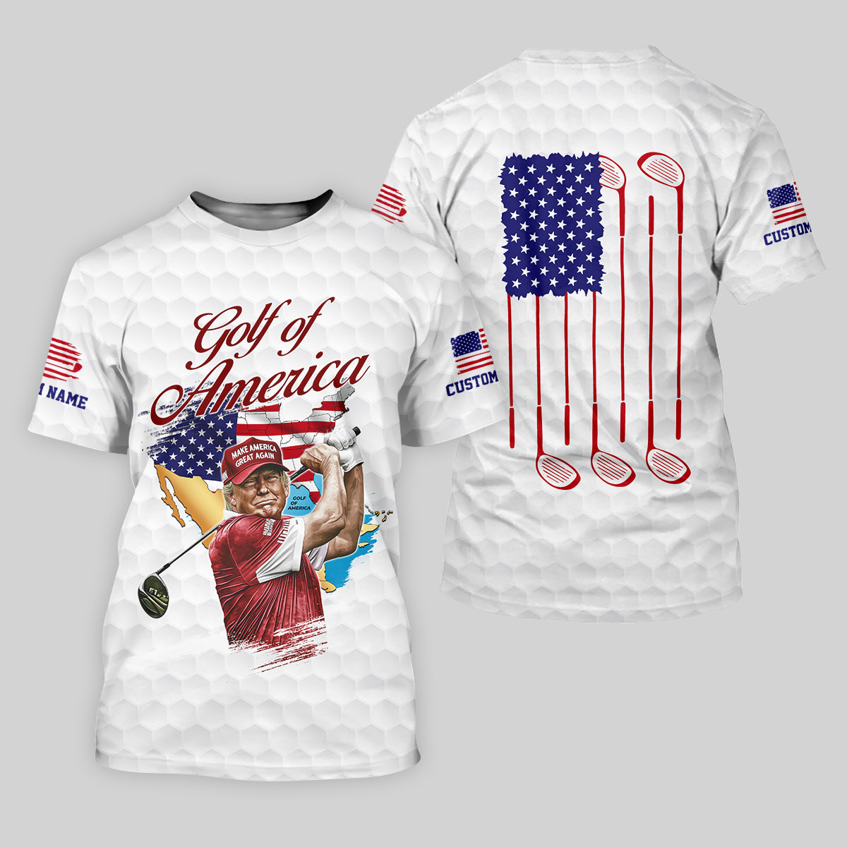 Golf Of America Custom Men's Golf Polo ShirtFunny Golf Shirt, America 250 Anniversary Shirt, 4th Of July Golf Polo
