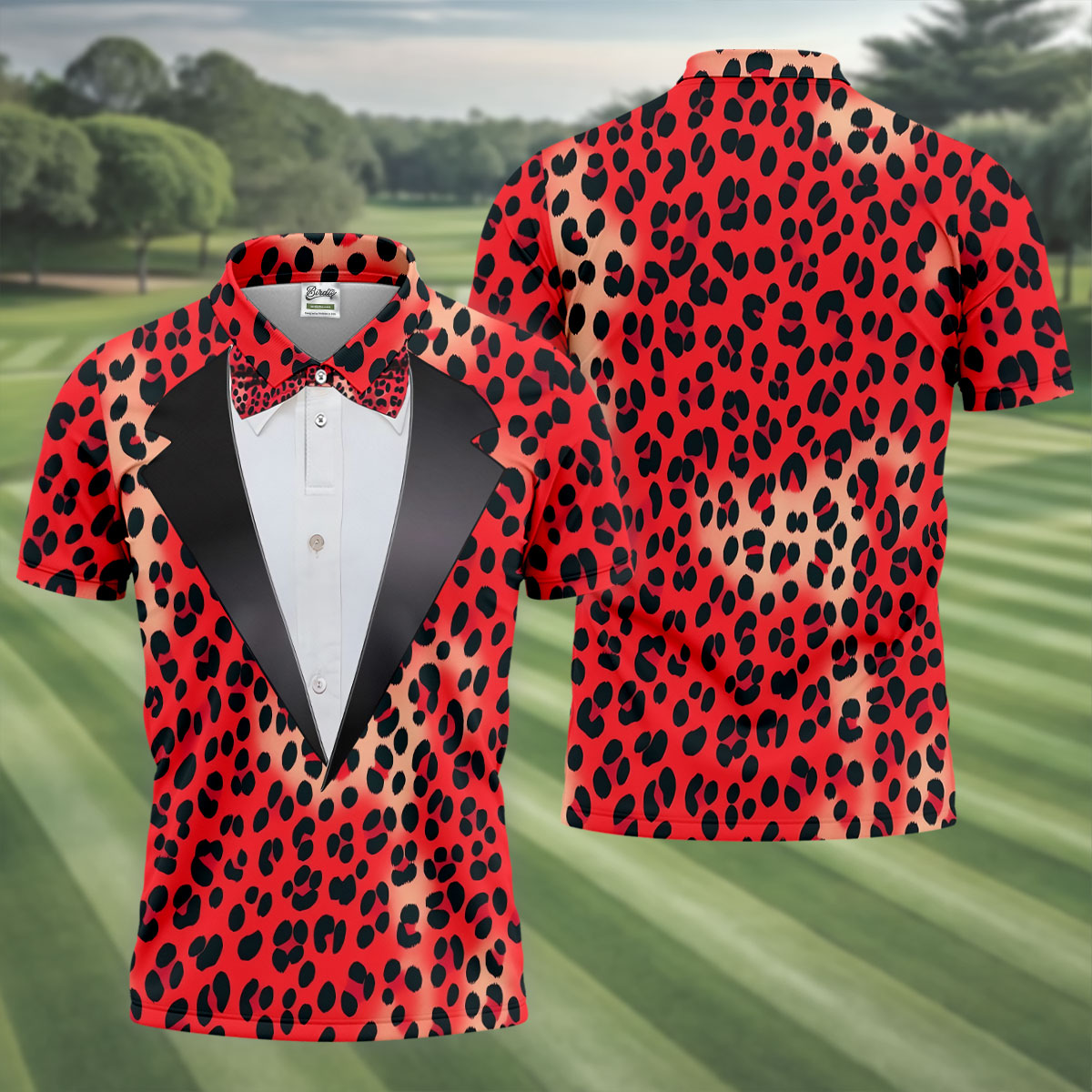 Red Leopard Funny Costume Hawaiian Golf Shirt, Polo Shirtor Men, Golf Shirts For Men