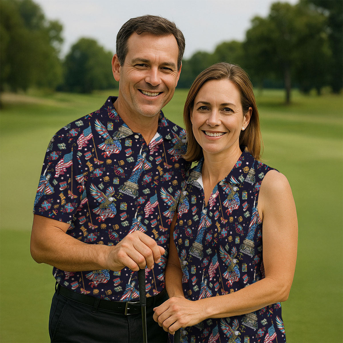 American History Culture Patriotic 4th Of July Golf Shirt, 250th Anniversary Golf Shirts For Men