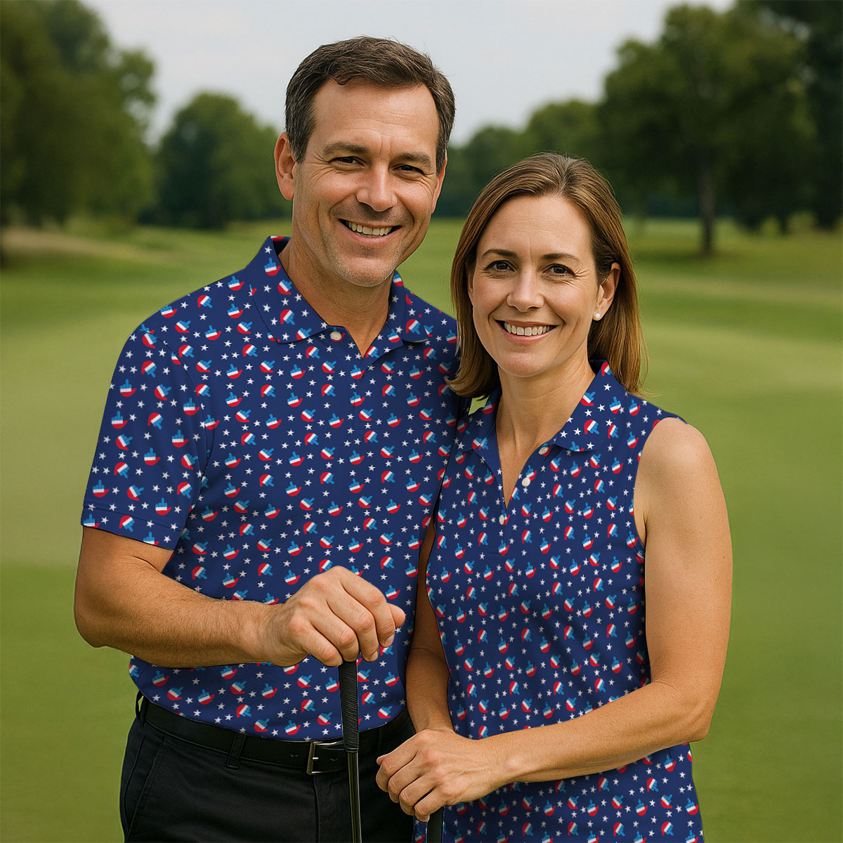 Red White Blue Dirty Finger 4th Of July Golf Shirt, Patriotic Golf Shirt, 250th Anniversary Men's Funny Golf Shirts