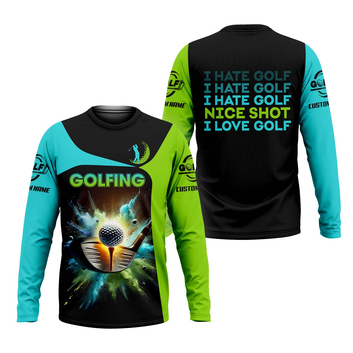 I Hate Golf Nice Shot I Love Golf, Custom Men's Golf Polo ShirtGolfing Apparel, Gift For Golf Lover