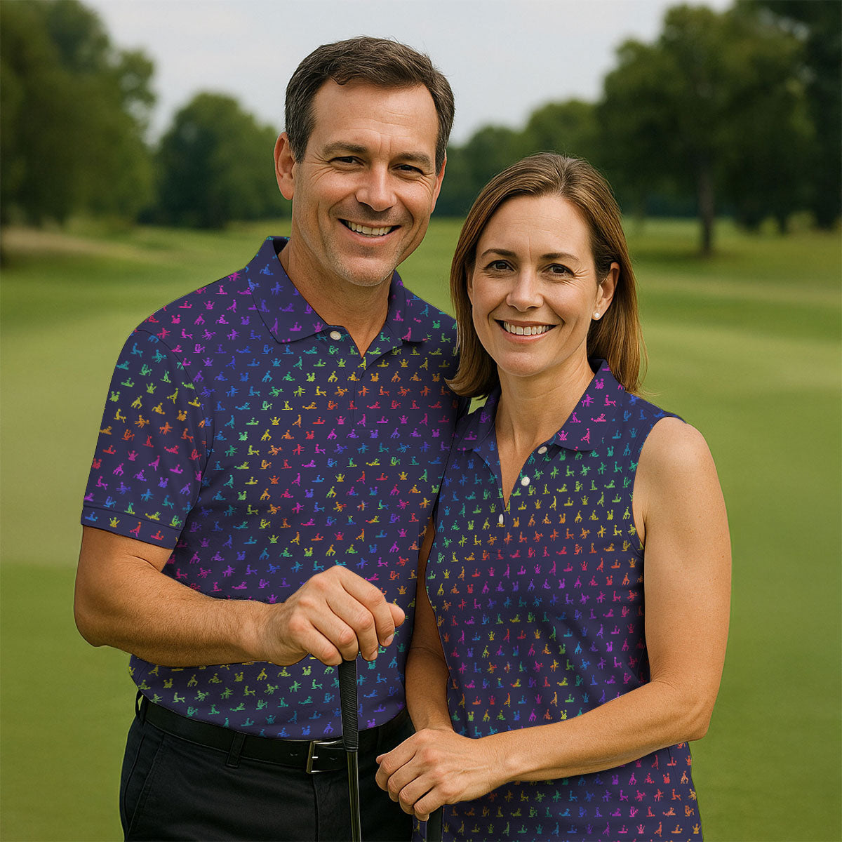 Naughty Position Adult Humor Rainbow Effect Women Golf Top, Festive Ladies Golf Tops, Ladies Golf Shirts