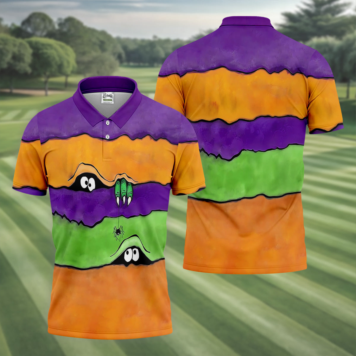 Funny Halloween Peeping Eyes Polo ShirtFor Men, Golf Tops For Men, Halloween Golf Shirt