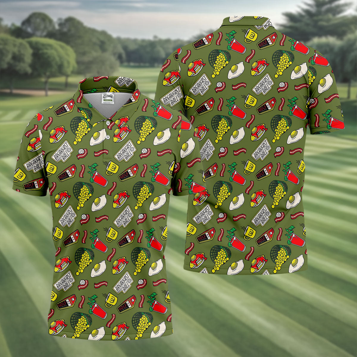Breakfast Balls Golf Tops For Men, Men's Funny Golf Shirts, Golf Shirts For Men, Polo Shirtor Men
