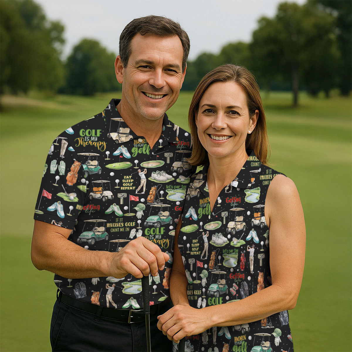Born To Play Golf Let's Par Tee Black Golf Shirt, Fun Women's Golf Shirts, Ladies Golf Shirts, Golfing Apparel