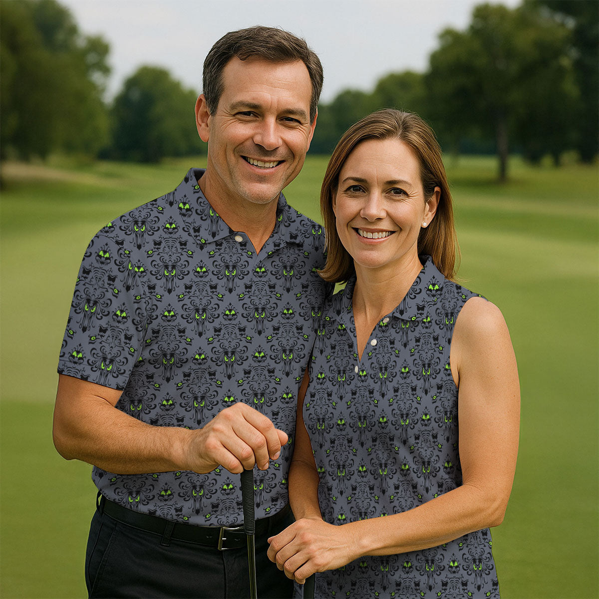 Haunted Mansion Hitchhiking Ghosts Halloween Golf Shirt, Golf Tops For Men, Halloween Gift Idea