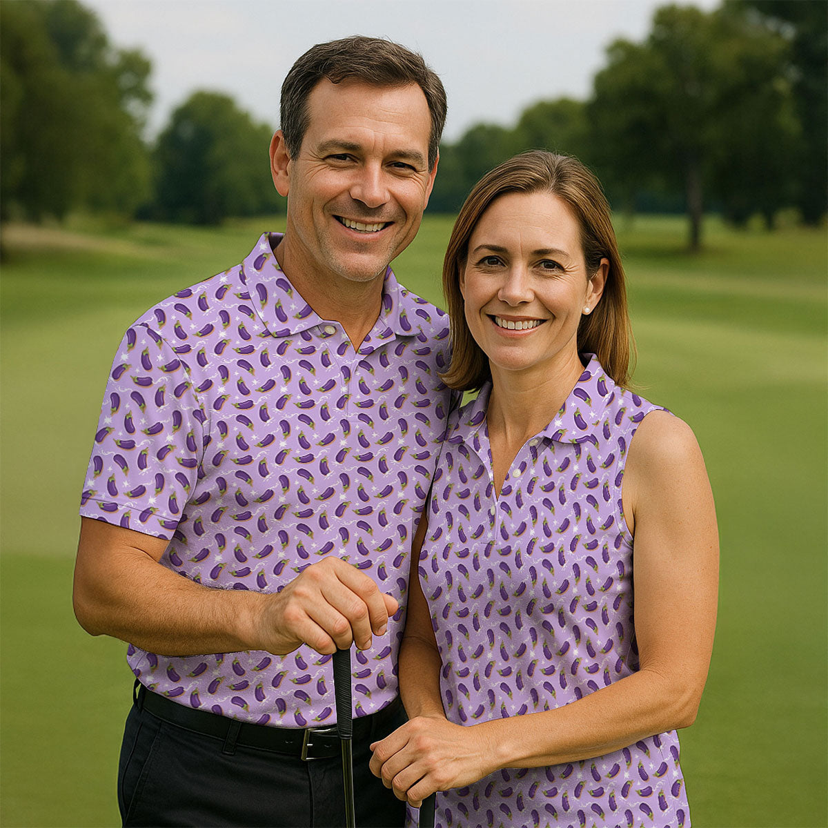 Funny Eggplant Purple Golf Shirt, Fun Golf Shirts For Men, Polo ShirtFor Men, Golf Gift For Men