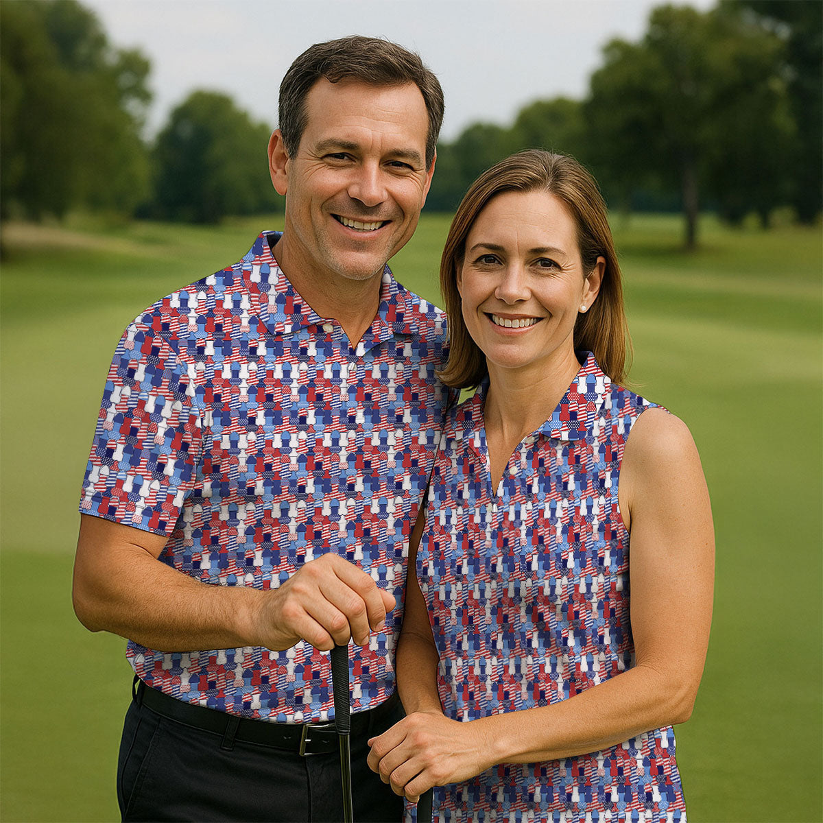 Funny Dirty Red White Blue Patriotic Golf Shirts, Fun Golf Shirts For Men, 250th Anniversary Golf Shirts For Men