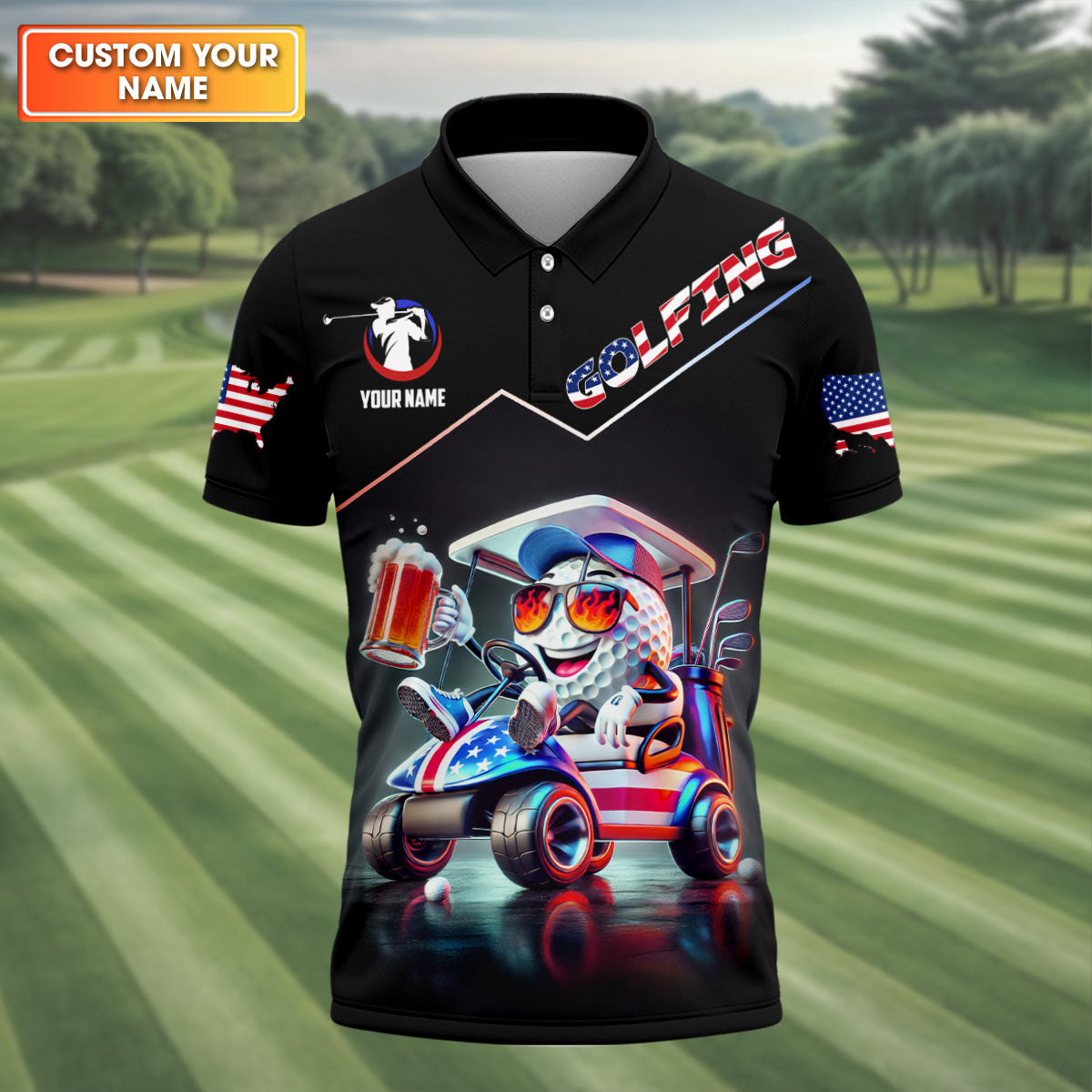 Let's Get Drunk And Drive The Golf Cart Custom Men's Golf Polo Shirtunny Golf Shirt, Dad Golf Gift