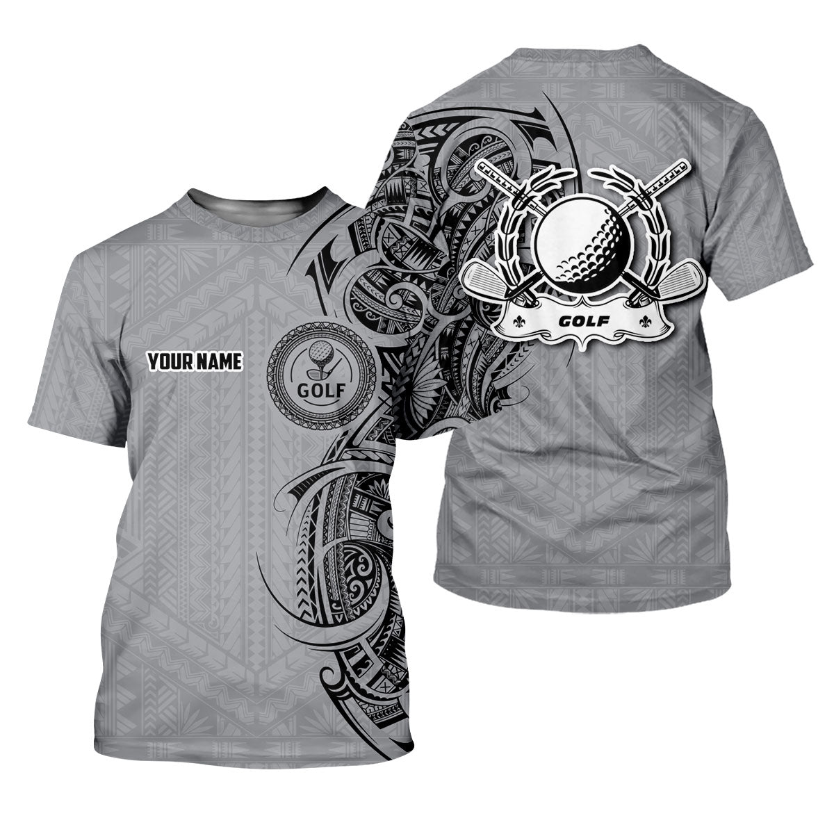 Strike Grey Tribal Tattoo Custom Men's Golf Polo ShirtFunny Golf Shirt, Dad Golf Gift
