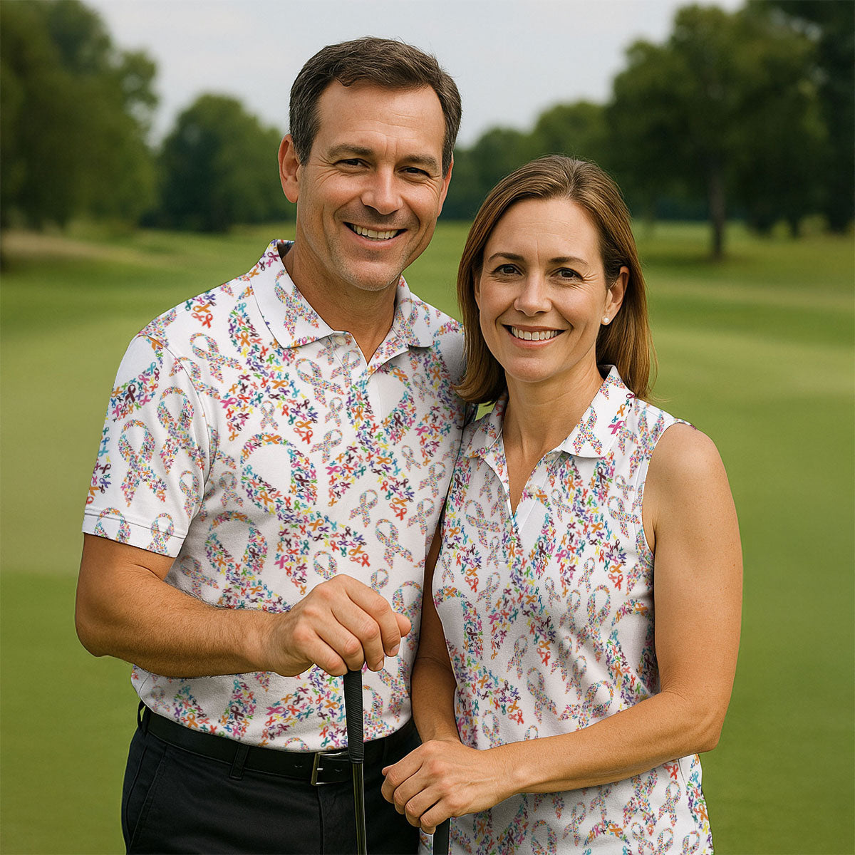 Cancer Awareness Men's Golf Shirt, Cancer Survivor Shirt, Golf Polo Shirt Golf Gift For Men