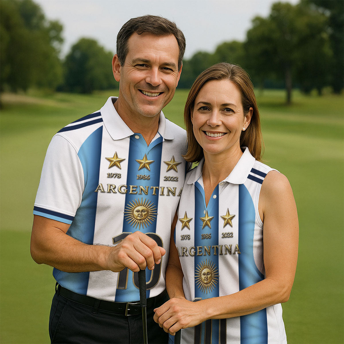 Argentina World Cup Sun Of May Golf Tops For Men, Football Theme Polo Shirtor Men