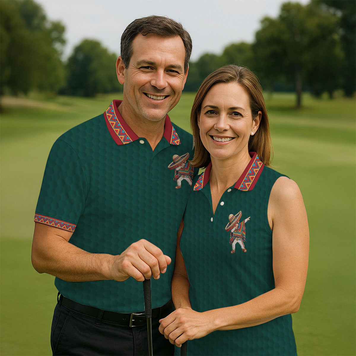 Cinco De Mayo Celebration Golf Ball Pattern Green Golf Shirt, Polo Shirtor Men