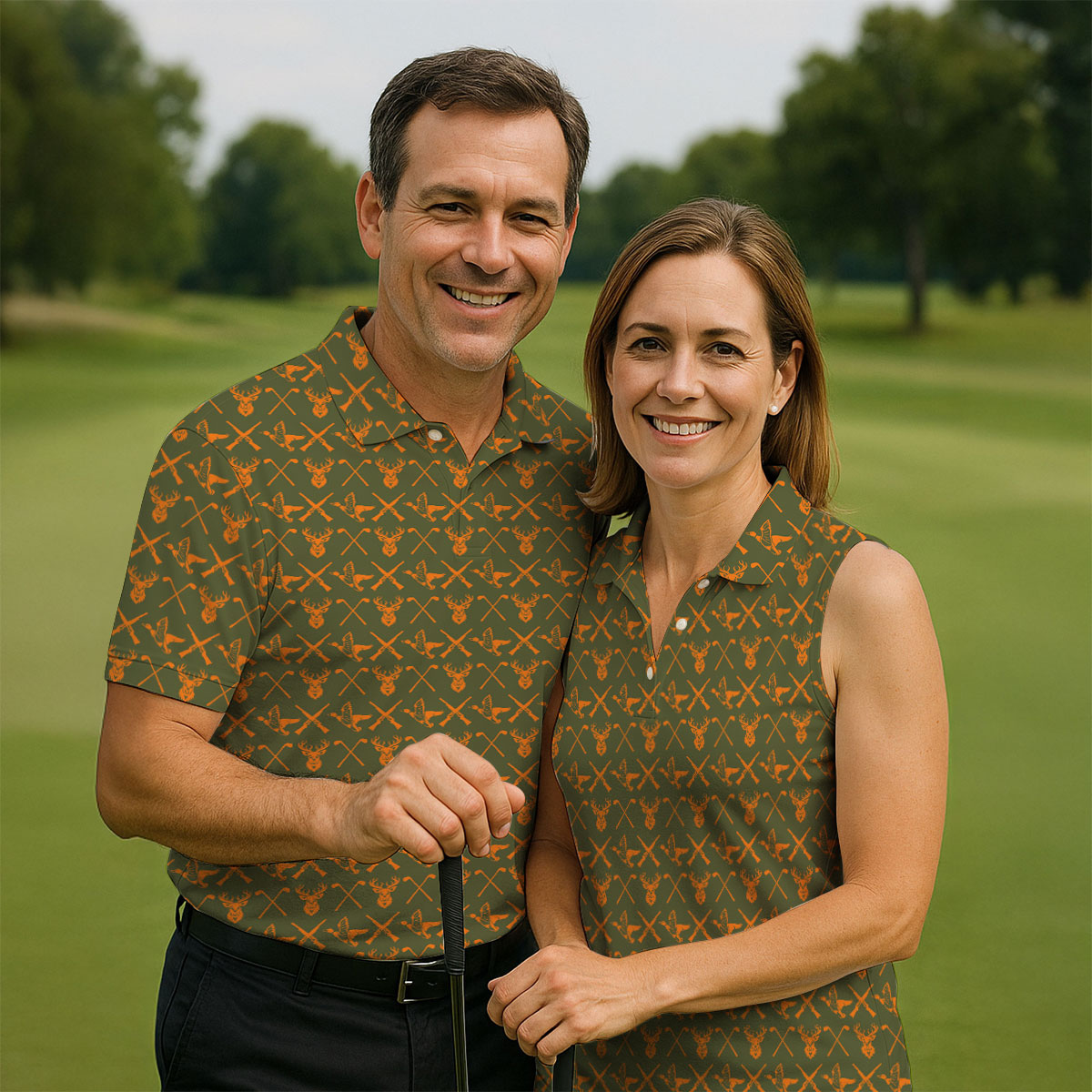 Duck And Deer Hunting Themed Golf Tops For Men, Golf Shirts For Men, Golf Gift For Dad