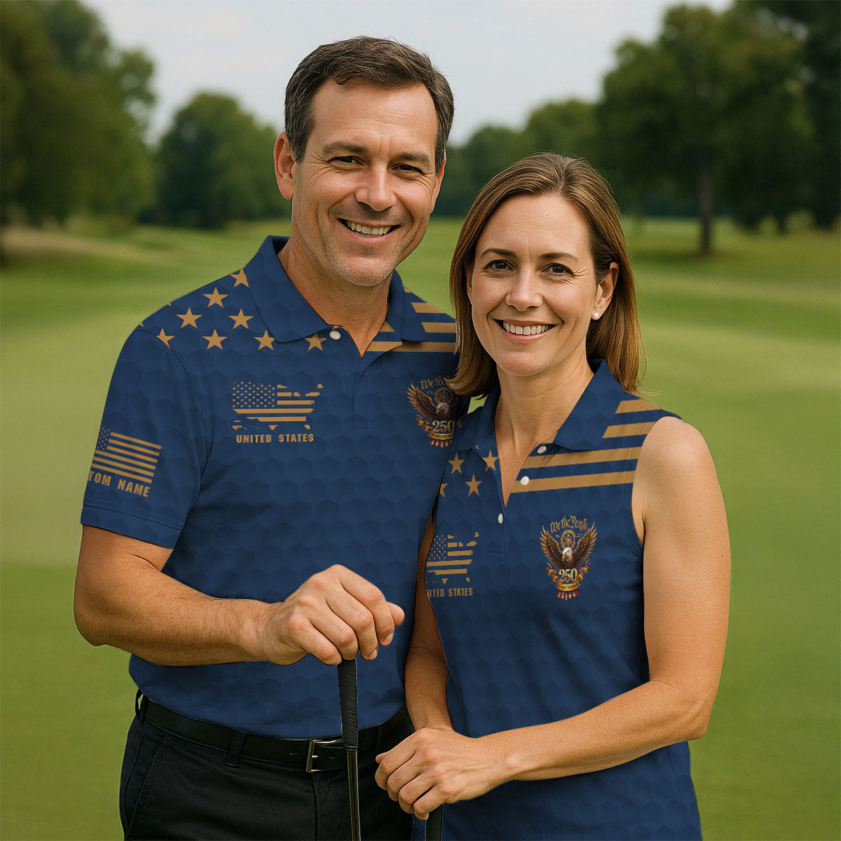Navy Veteran We The People 250 Years Of Free 4th Of July Golf Shirt, Golf Shirts For Men