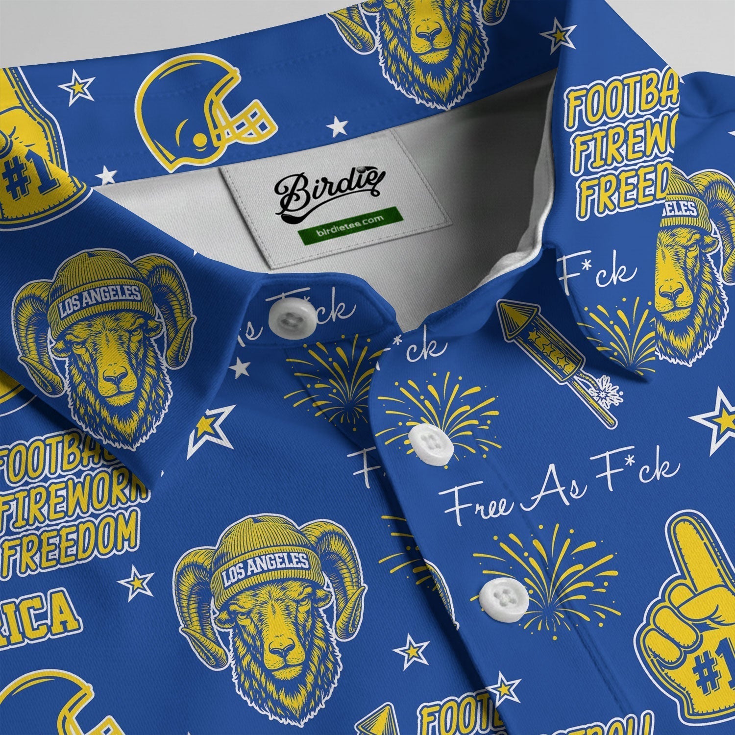 Ram Head Royal Blue And Gold Sport Polo, American Football League Gift Ideas For Football Fans
